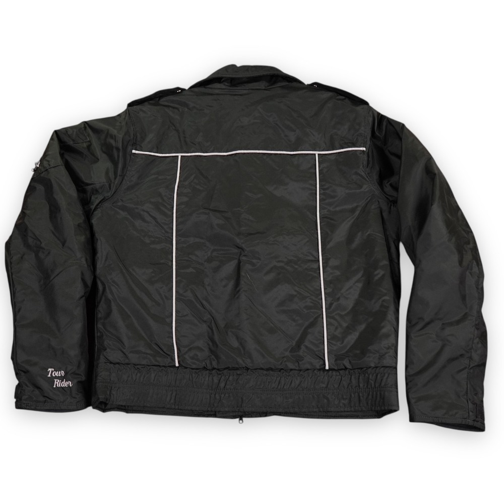 VTG Tour Rider Motorcycle Jacket Mens XL Black reflective piping gorpcore USA - Picture 2 of 12